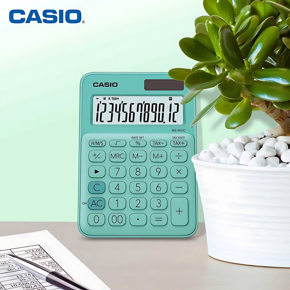 Calculadora Casio de Escritorio de 12 Digitos Pantalla LCD MS-20UC-GN