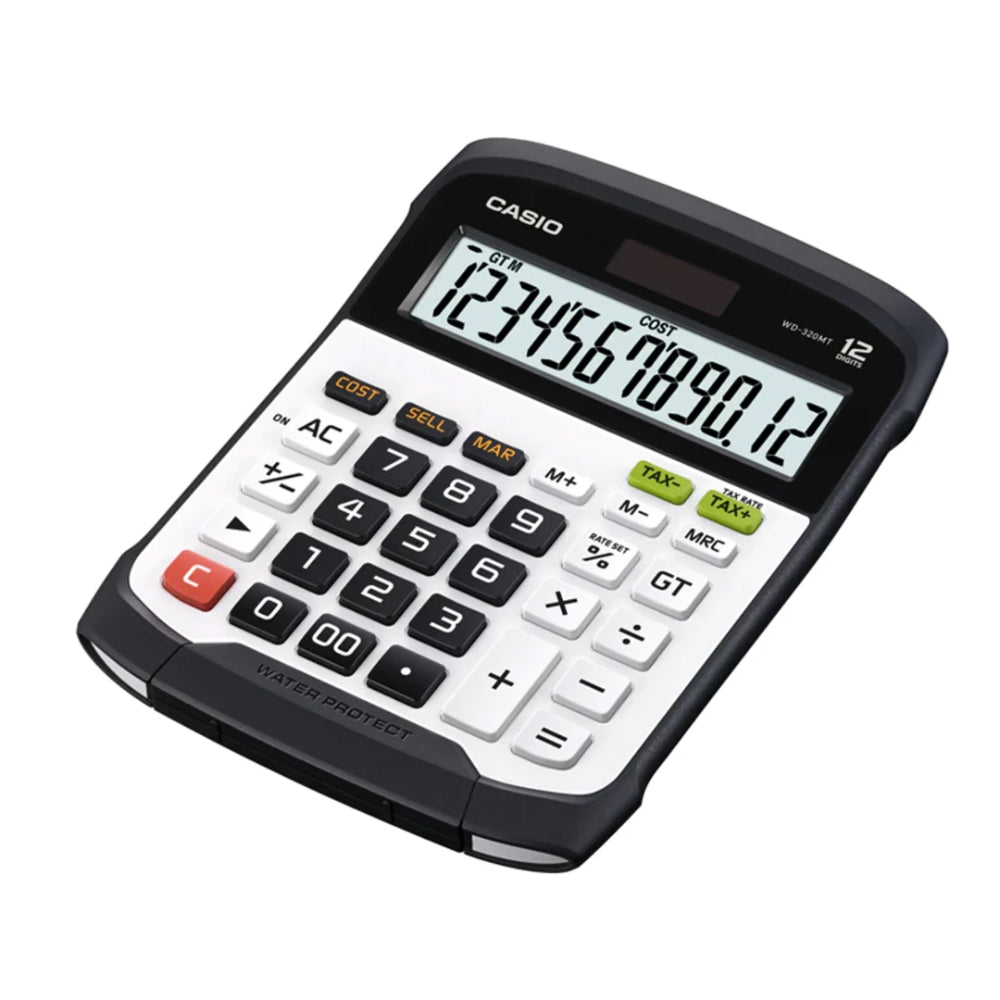 Calculadora Casio de Escritorio de 12 Digitos Pantalla LCD Resistente al Agua WD-320MT-S