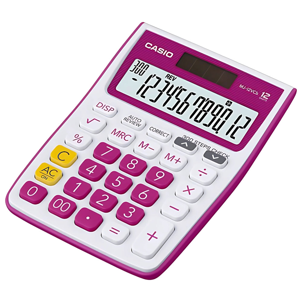 Calculadora Casio de Escritorio de 12 Digitos Pantalla LCD Teclas Ergonomicas MJ-12VCB-RD