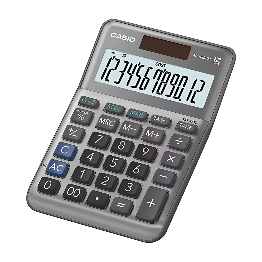 Calculadora Casio de Escritorio de 12 Digitos Pantalla LCD Teclas Ergonomicas MS-de 120FM