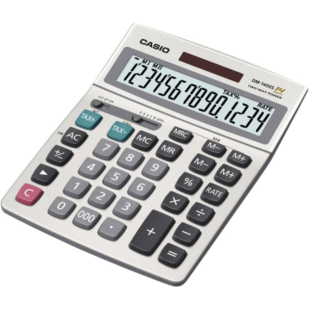 Calculadora Casio de Escritorio de 14 Digitos Pantalla LCD Grande Teclas Ergonomicas DM-1400S