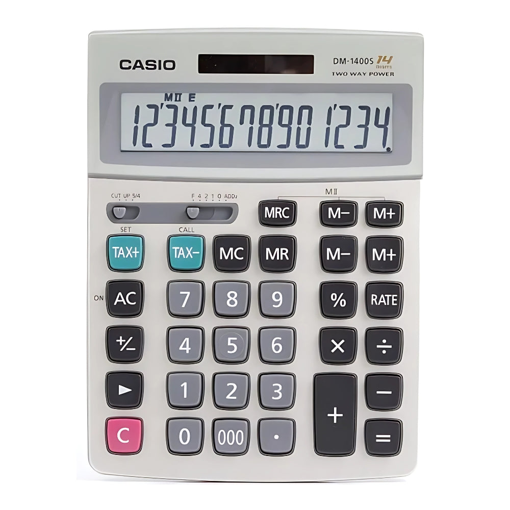 Calculadora Casio de Escritorio de 14 Digitos Pantalla LCD Grande Teclas Ergonomicas DM-1400S