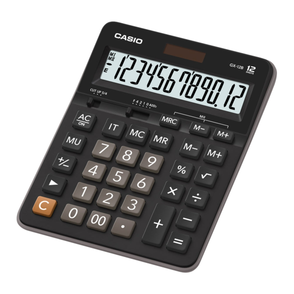Calculadora Casio de Mesa de 12 Digitos Pantalla LCD Grande color Negro GX-12B