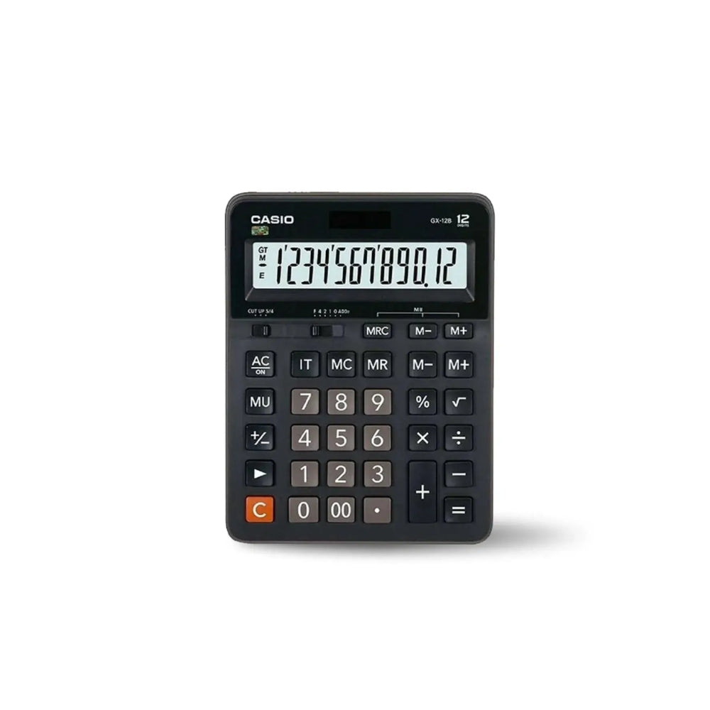 Calculadora Casio de Mesa de 12 Digitos Pantalla LCD Grande color Negro GX-12B