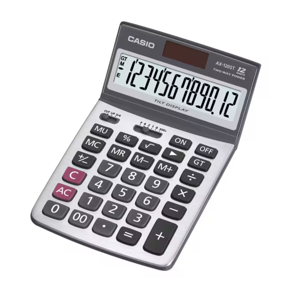 Calculadora Casio de Mesa de 12 Digitos Profesional Pantalla LCD Grande Inclinable AX-120ST