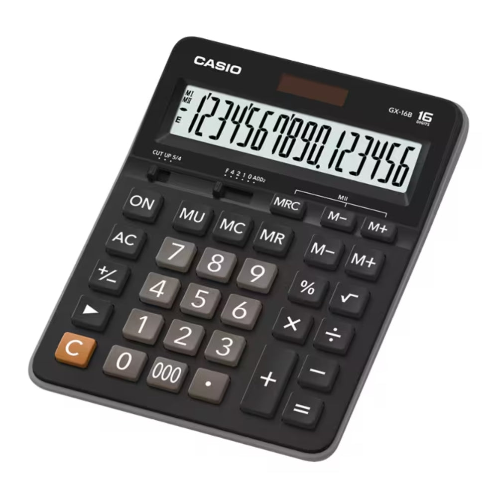 Calculadora Casio de Mesa de 16 Digitos Pantalla LCD Grande color Negro GX-16B
