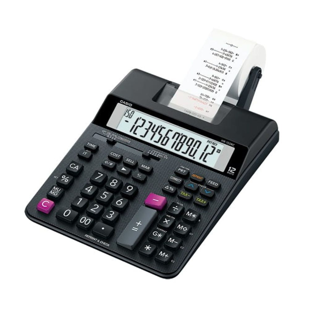 Calculadora Casio Winchadora de 12 Digitos Pantalla LCD Grande con Impresora Termica Alimentacion 220VAC HR-150RC
