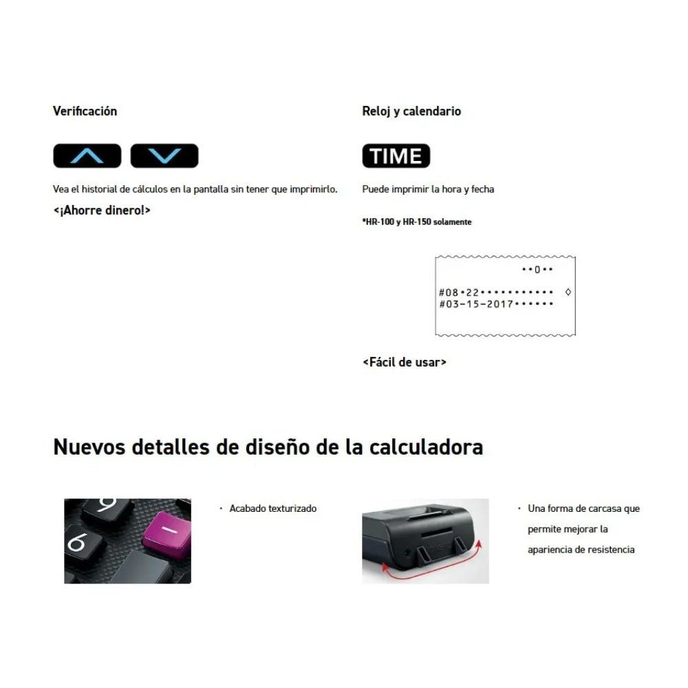 Calculadora Casio Winchadora de 12 Digitos Pantalla LCD Grande con Impresora Termica Alimentacion 220VAC HR-150RC