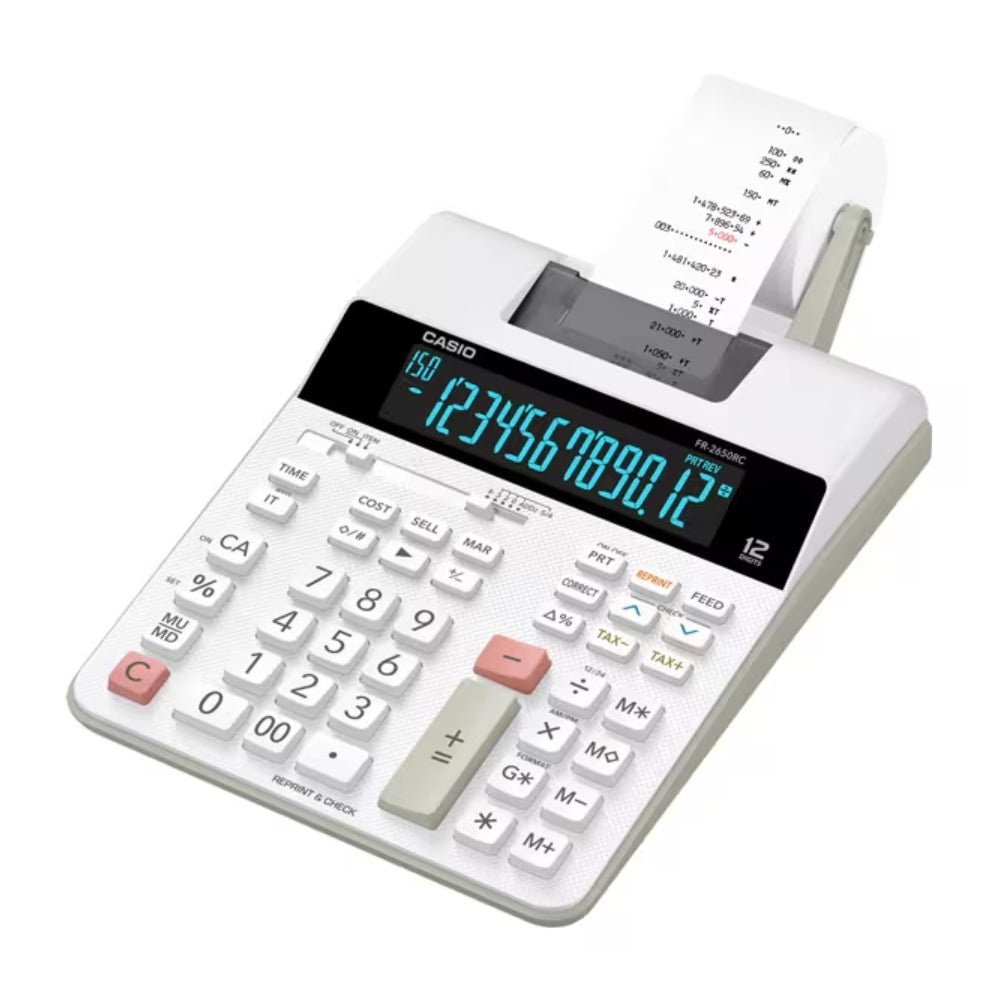 Calculadora Casio Winchadora de 12 Digitos Pantalla LCD Grande con Impresora Termica FR-2650