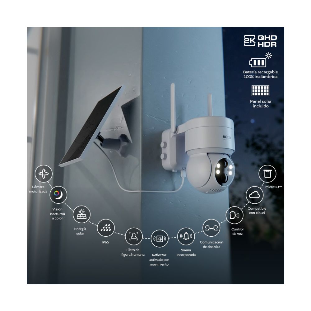 Cámara PTZ con Panel Solar Wi-Fi® Nexxt
