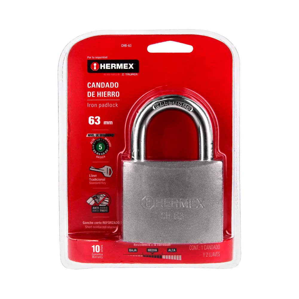 Candado Hermex de Hierro 63MM Gancho Corto