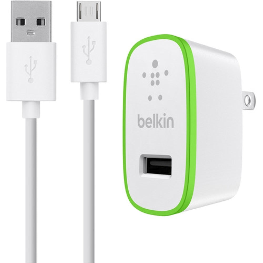 Cargador Belkin de pared USB-A 10W con cable microUSB de 1.2m F8M667TT04-WHT