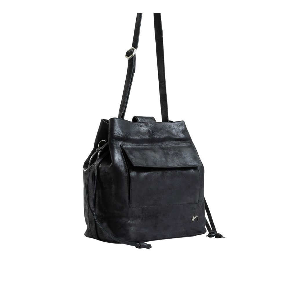 Cartera de Cuero Negro Vélez