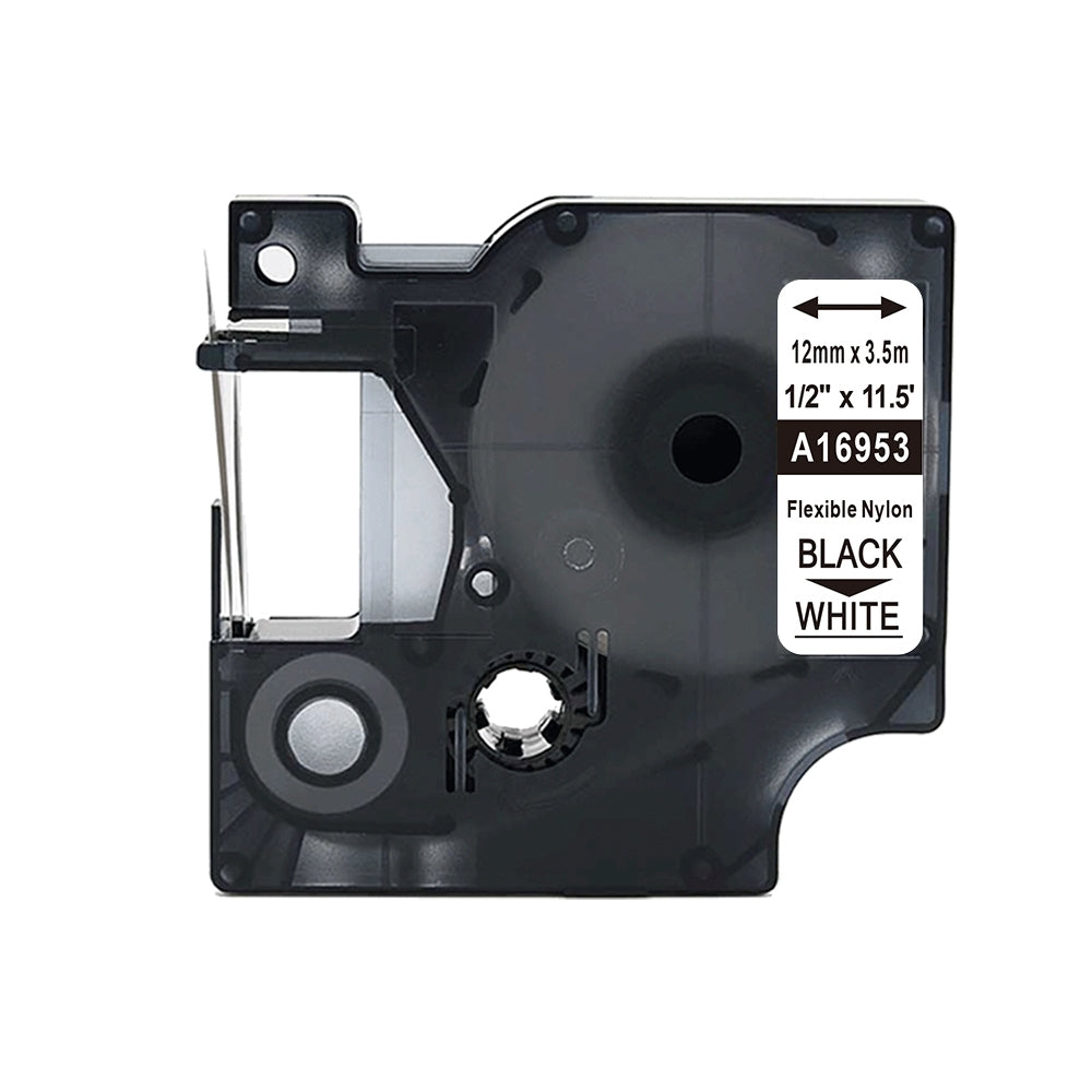 Cinta Dymo D1 Labelmanager Flexible Negro sobre Blanco 12mm x 3.5m 16953