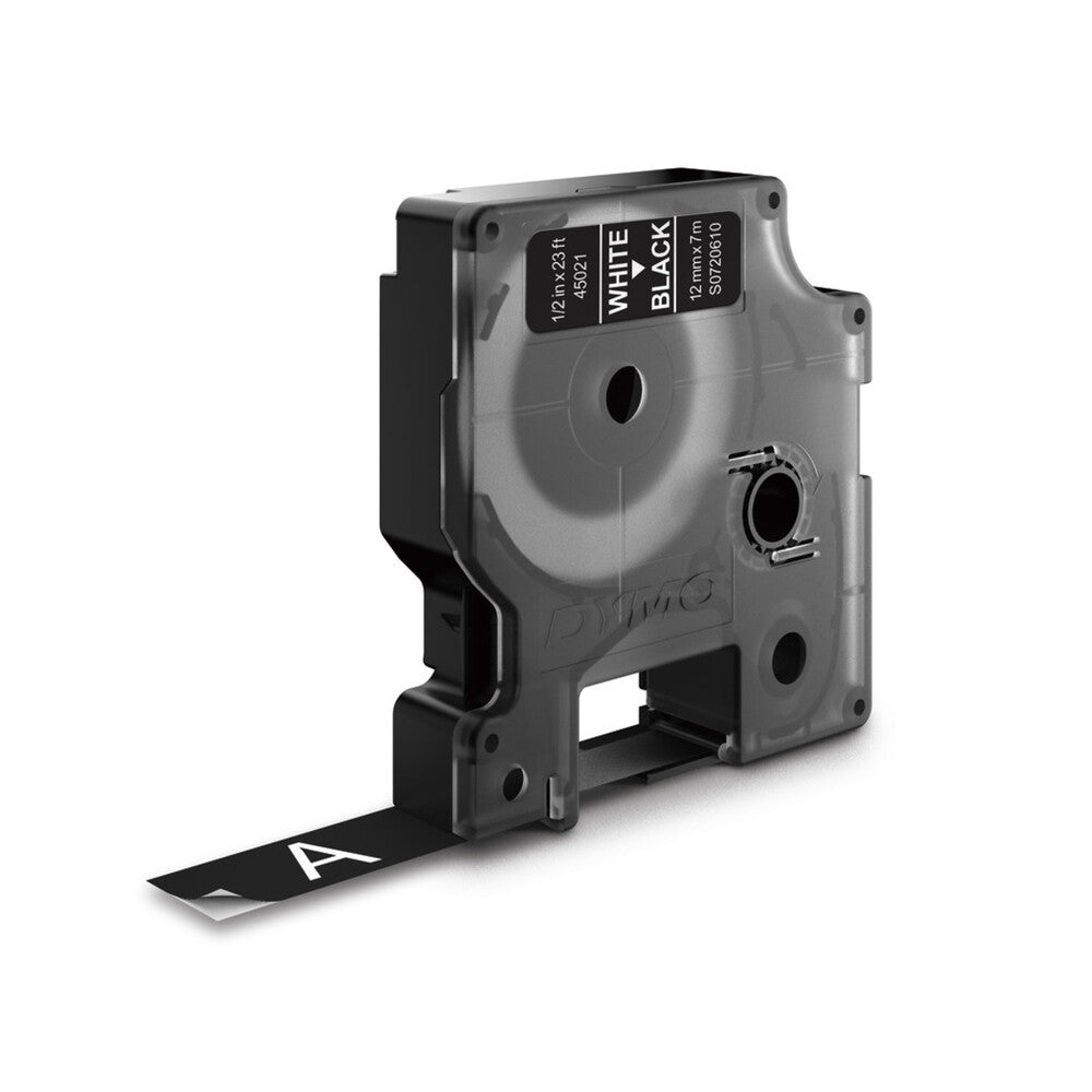 Cinta Dymo D1 Labelmanager Standard Blanco sobre Negro 12mm x 7m 45021