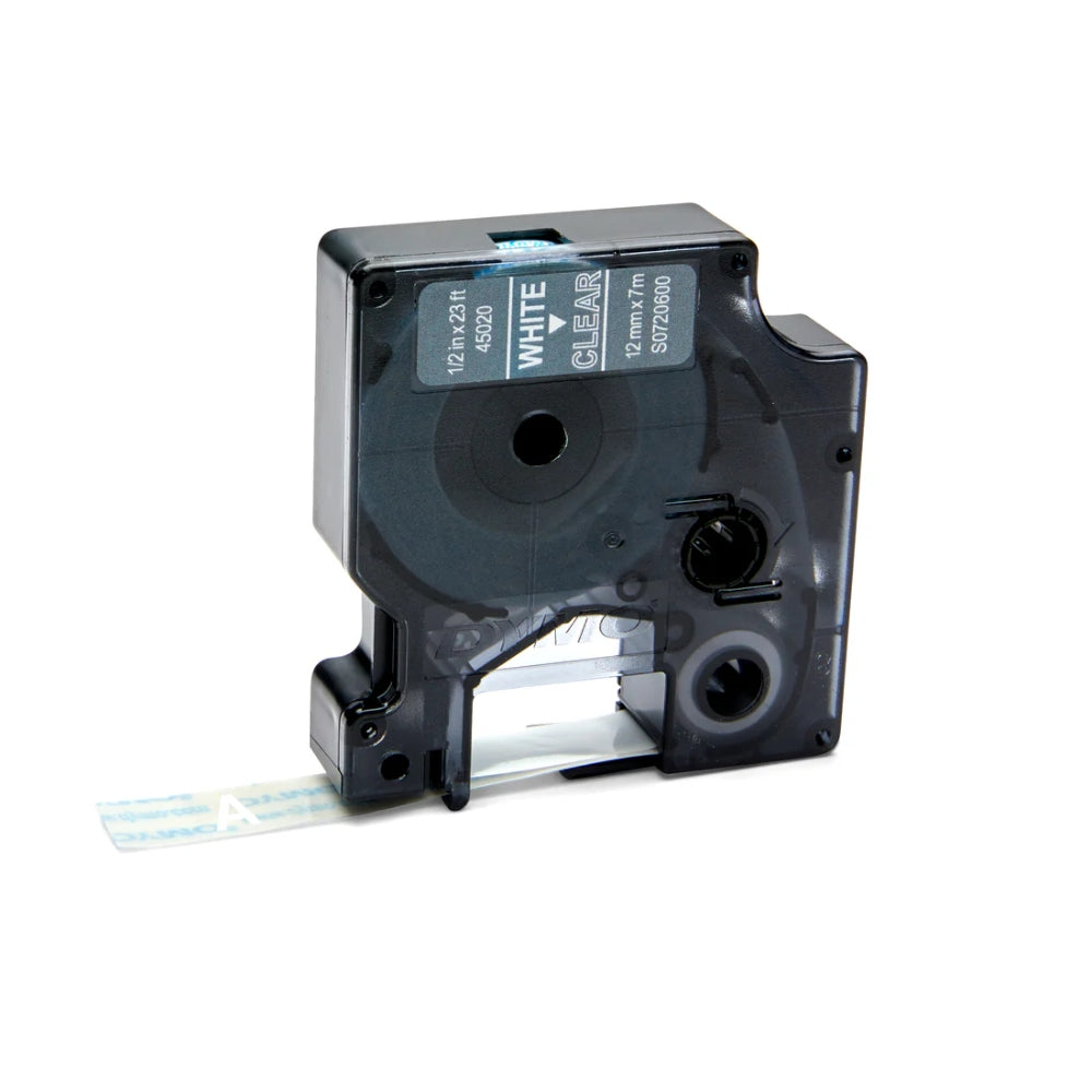 Cinta Dymo D1 Labelmanager Standard Blanco sobre Transparente 12mm x 7m 45020