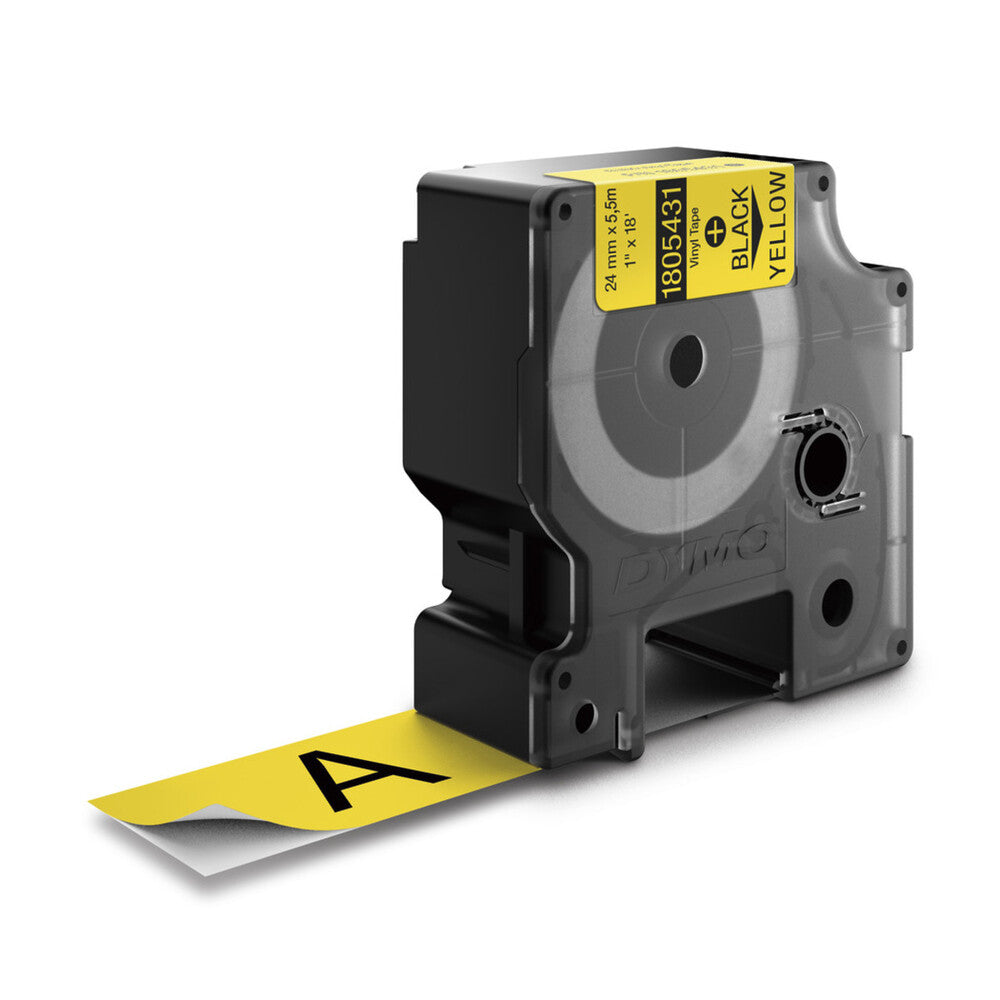 Cinta Dymo Rhino Industrial Vinil Negro sobre Amarillo 24mm x 5.5m 1805431