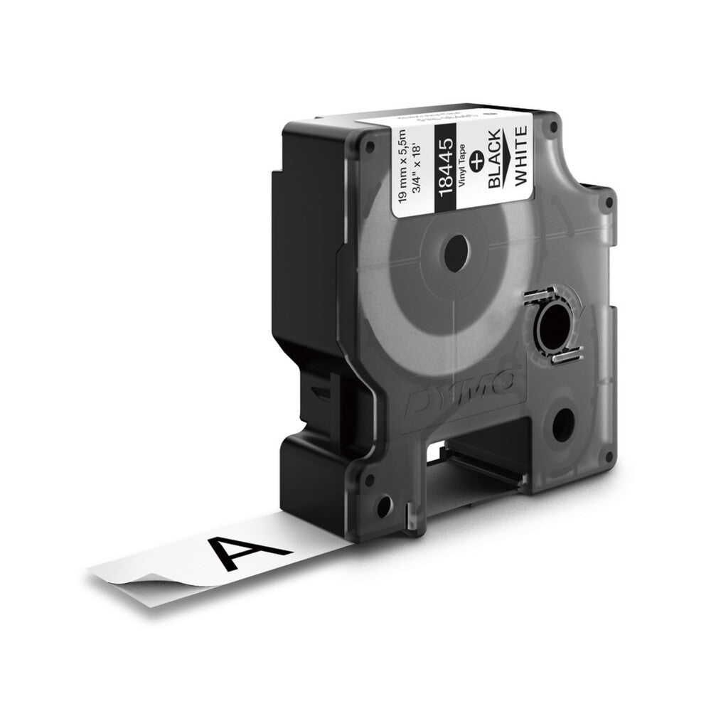 Cinta  Dymo Rhino Industrial Vinil Negro sobre Blanco 19mm x 5.5m 18445