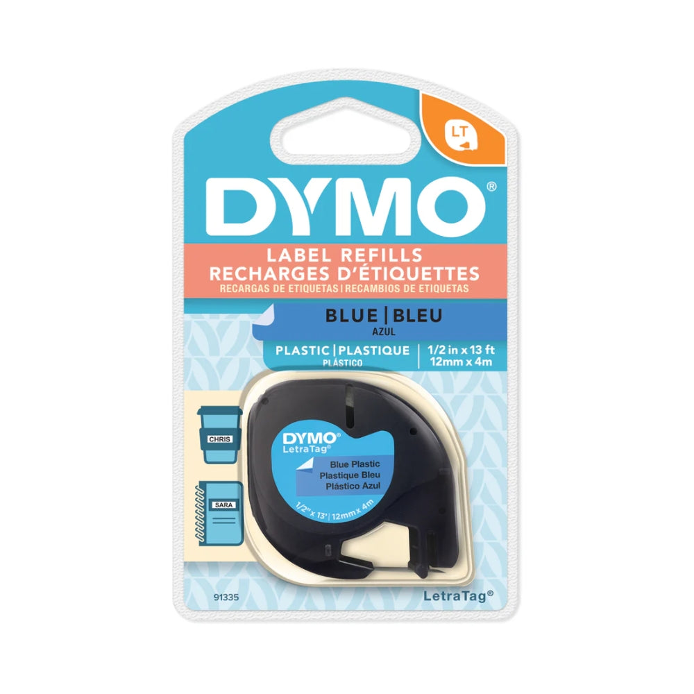 Cinta Dymo Letratag Plastico Azul 12mm x 4m 91335