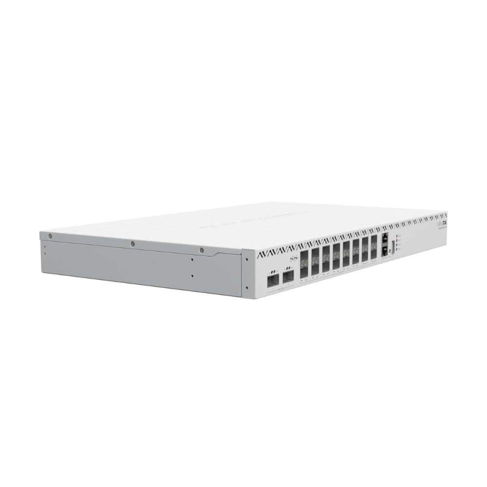 Cloud Router Mikrotik Switch 2 Puertos XQ 100G + 12 Puertos SFP 25G VLAN 802.1Q/AD CPU QCA9531 RAM 64MB Licencia Nivel 6 Fuente Redundante Rackeable CRS518-16XS-2XQ-RM