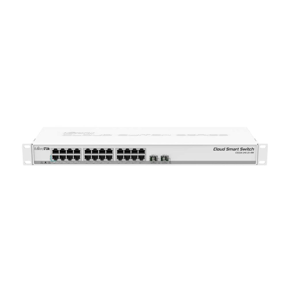 Cloud Router Mikrotik Switch 24 Puertos Gigabit + 2 Puertos SFP+ Doble Boot SwOS y RouterOS CPU 800MHz RAM 512MB IEEE 802.1Q VLAN Rackeable CRS326-24G-2S+RM