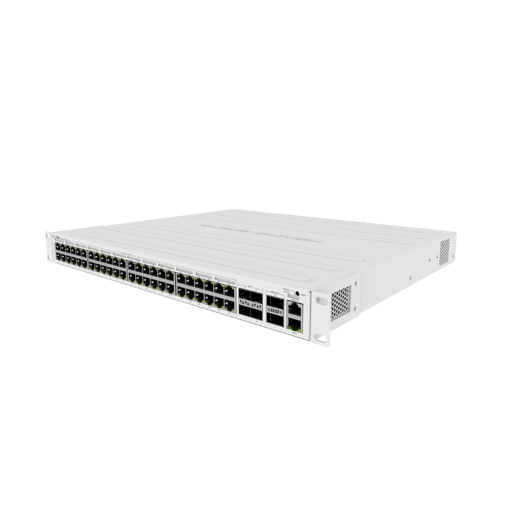 Cloud Router Mikrotik Switch 48 Puertos Gigabit PoE + 2 Puertos SFP+ 10G + 2Q 40G + 1 Puerto Serial CPU 650Mhz RAM 64MB Potencia 750Watts Licencia Nivel 5 Rackeable CRS354-48P-4S+2Q+RM