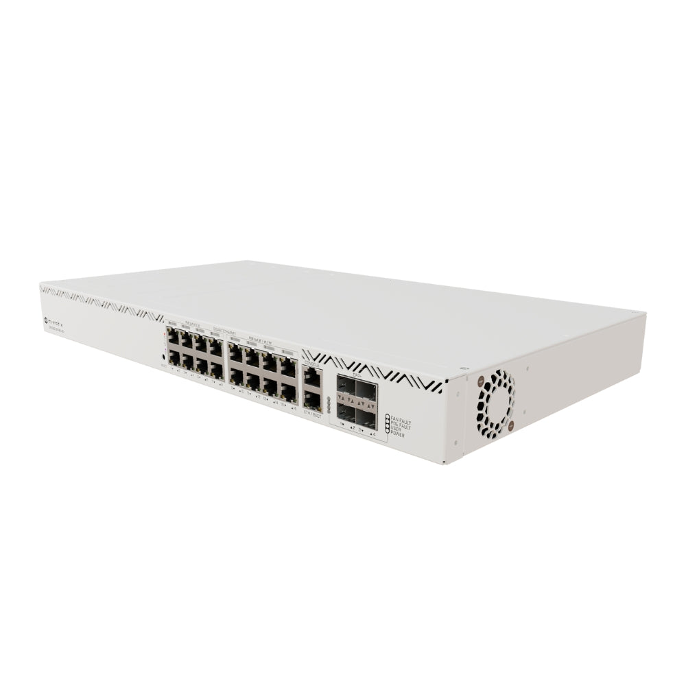 Cloud Router Mikrotik Switch Capa 3 con 8 Puertos Gigabit PoE + 8 Puertos Gigabit PoE++ y 4 Puertos SFP 10G Maximo 1150W hasta 90W por Puerto RouterOS v7 CRS320-8P-8B-4S+RM