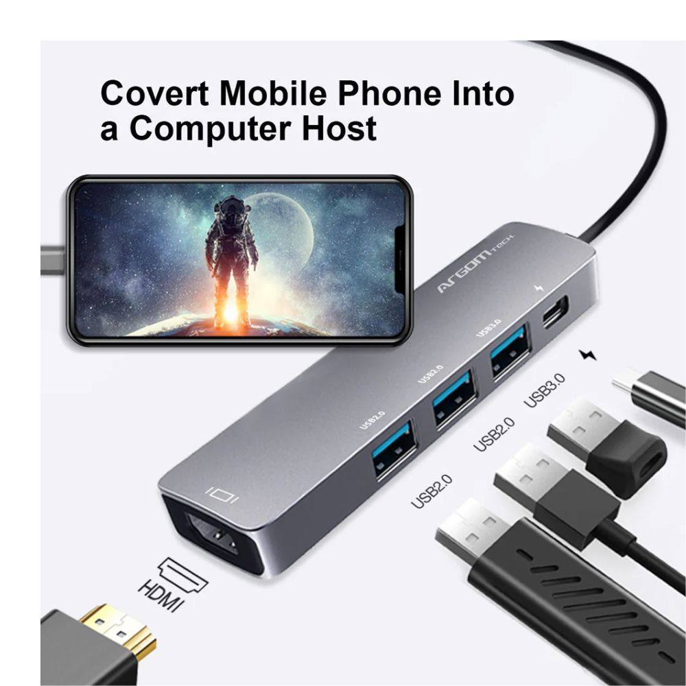 Concentrador Tipo C 5 en 1 Axess Argom Tech 60W