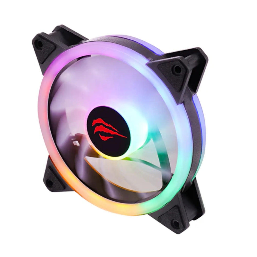 Cooler Havit para case RGB 1200 RPM Nivel de Ruido 35dBA Alimentacion 4 Pines Molex Dimension 120x120x25mm F2089