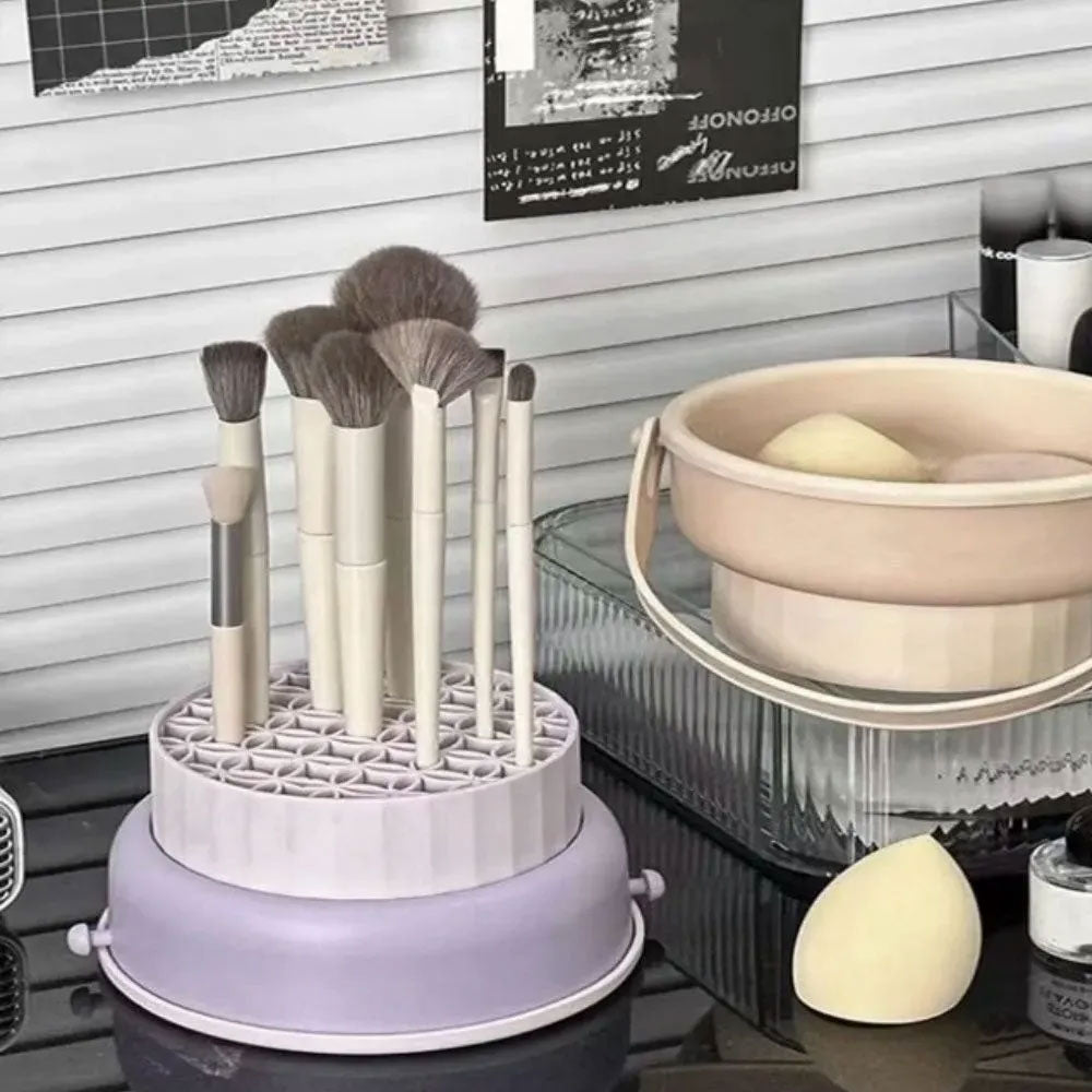 Cubo de Limpieza de Brochas Multifuncional Morado