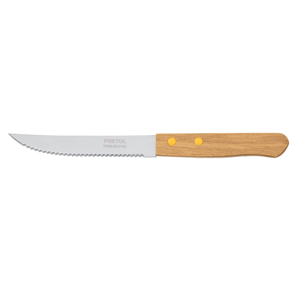 Cuchillo con Sierra Pretul para Asado 5" Mango de Madera