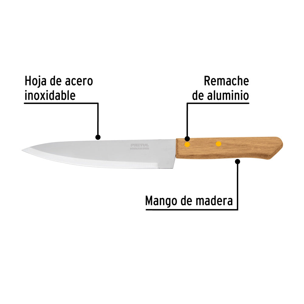 Cuchillo de Chef  Pretul 7" Mango de Madera