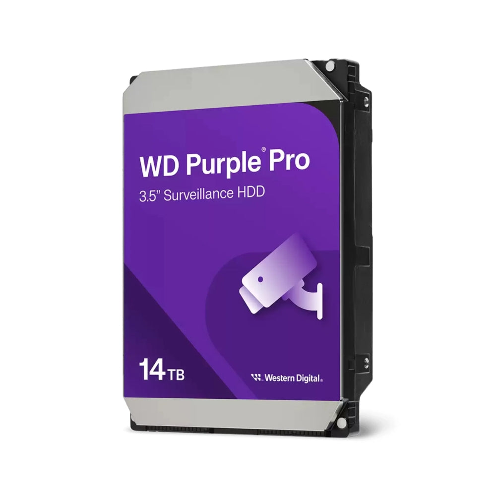 Disco Duro Western Digital Purpura Pro 14TB 7200RPM Sata 6Gbps 3.5" Trabajo 24/7 para Videovigilancia CCTV con IA WD142PURP
