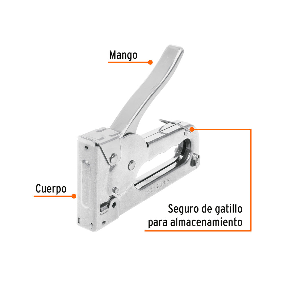 Engrapadora Truper Tipo Pistola para ¼" y 5/16" con 200 Grapas