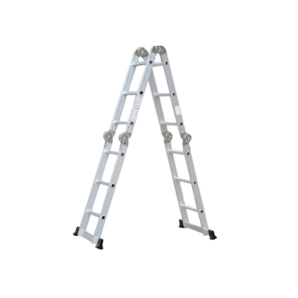 Escalera Dimax Multifuncional 4x3 hasta 3.46M 12 Peldaños Pie de Goma Antideslizante Bisagras Seguras Peso Maximo 120Kg N096