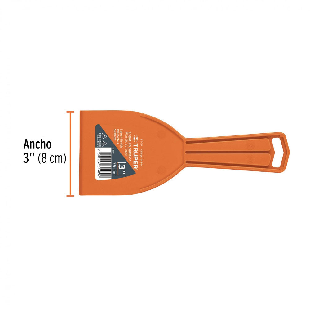 Espátula Plástica Truper de 3" en Polipropileno