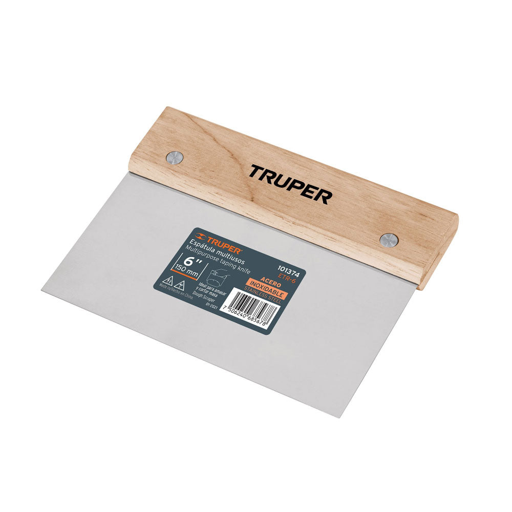 Espátula Rectangular Truper 6"  con Mango de Madera