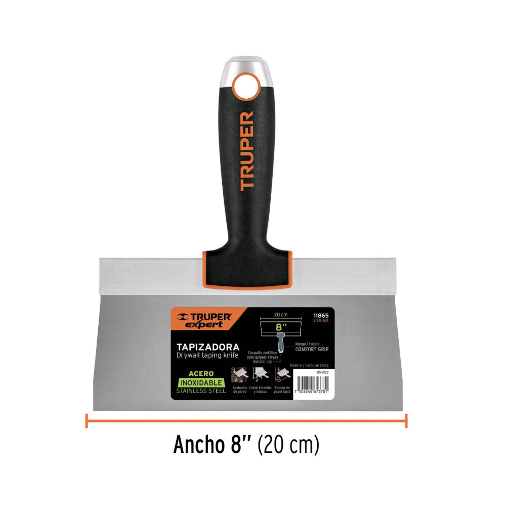 Espátula Tapizadora Truper Expert de 8" con Acero Inoxidable