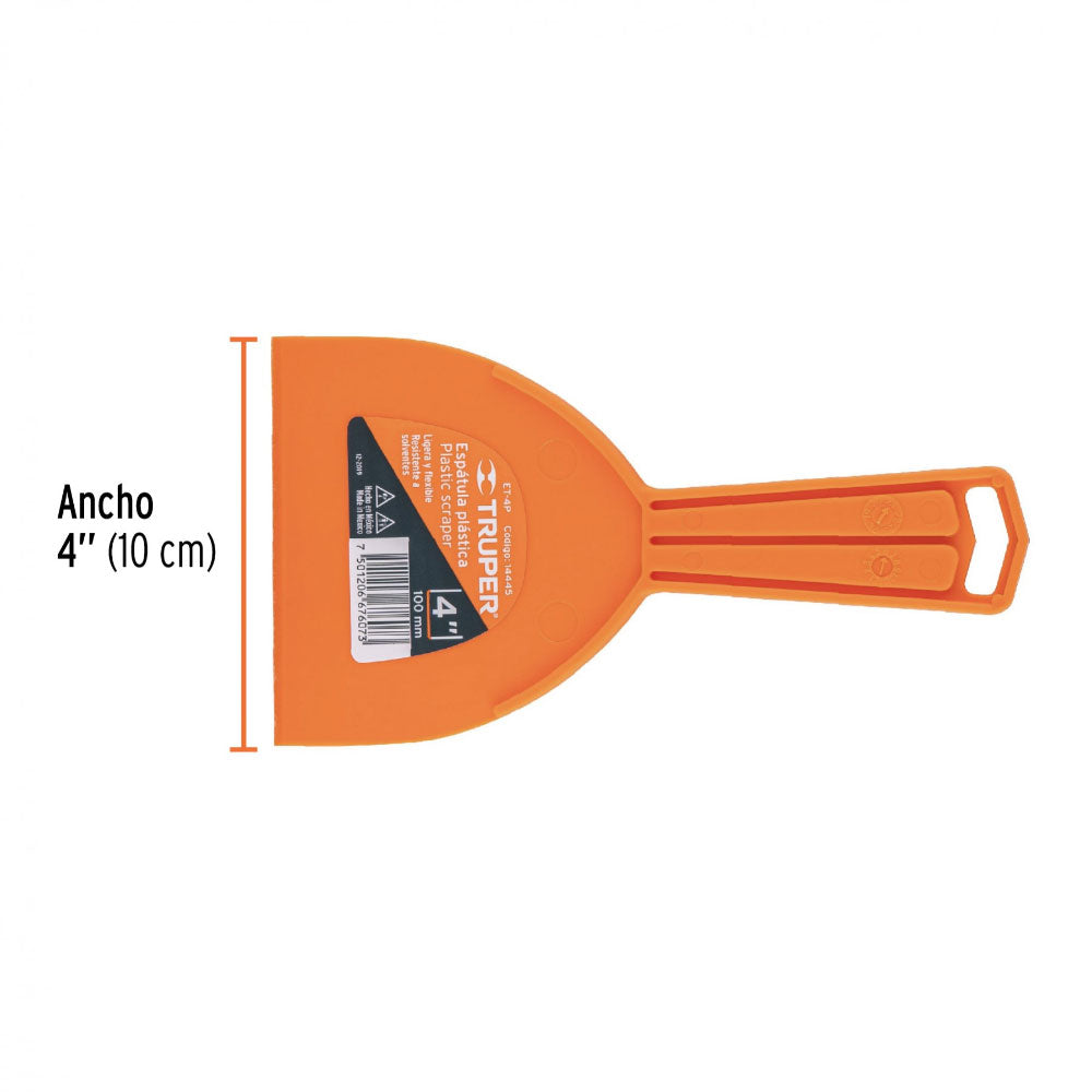 Espátulas Plásticas Truper de 4" en Polipropileno