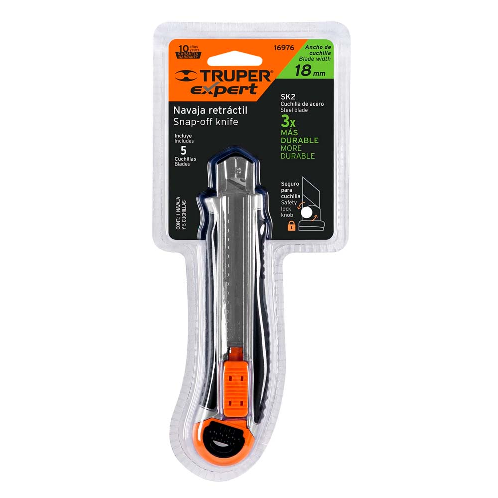 Estilete Truper 18mm Trabajo Pesado C/alma Metálica y Grip