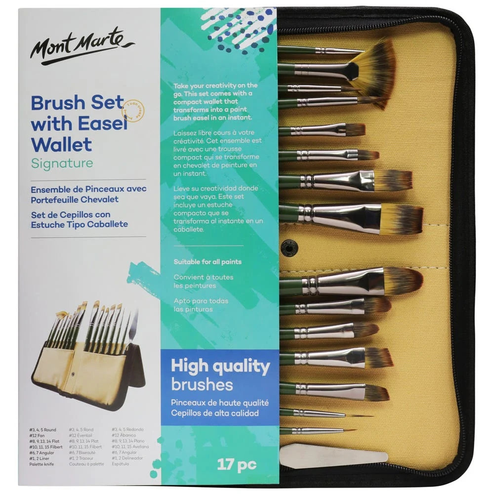 Estuche con 15 Pinceles MontMarte Signature tipo Caballete para Diferentes Tecnicas de Pintura BMHS0044