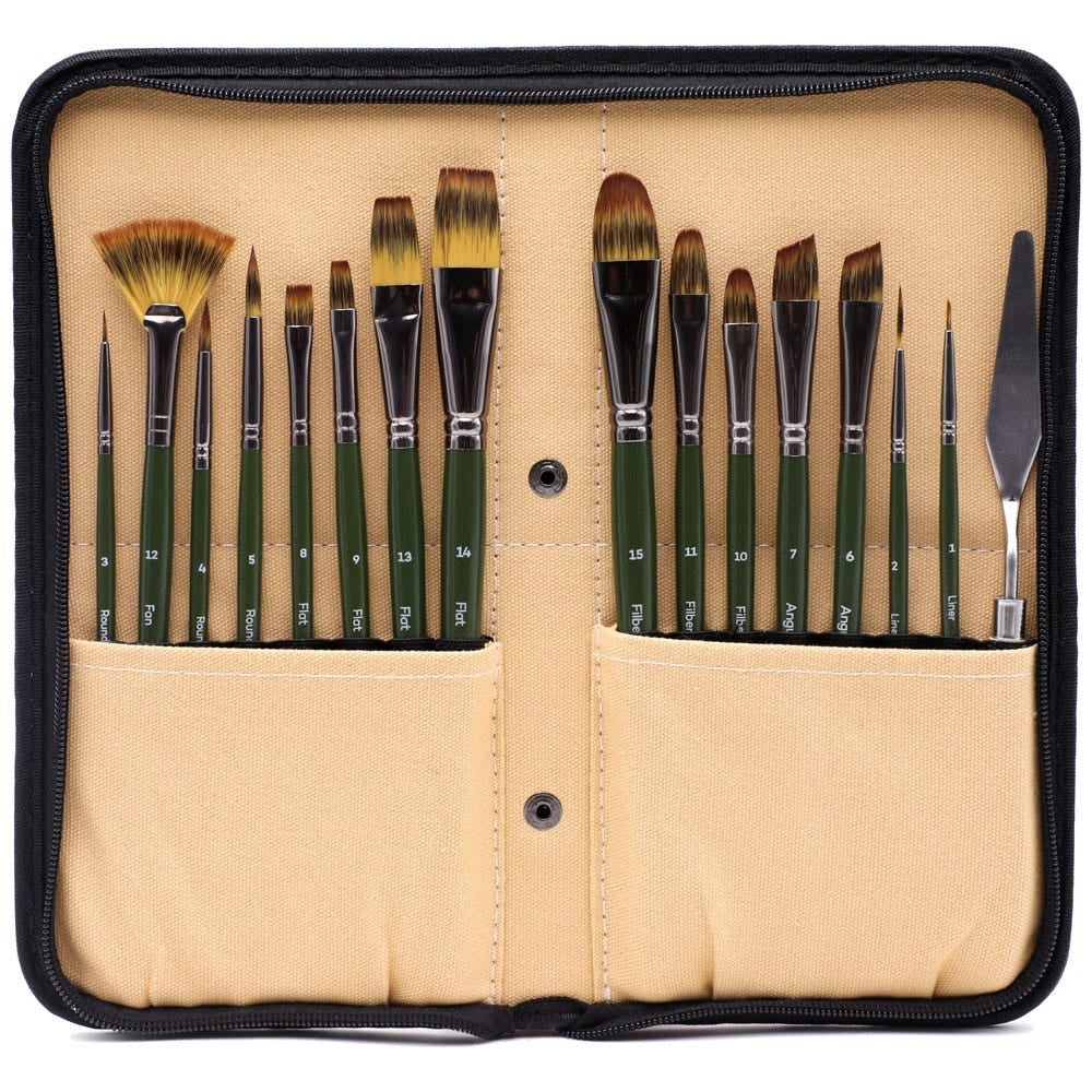 Estuche con 15 Pinceles MontMarte Signature tipo Caballete para Diferentes Tecnicas de Pintura BMHS0044