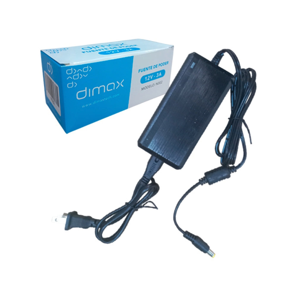 Fuente de Poder Dimax Salida 12Vdc 3Amp Soporta Camara Chapa y Control de Acceso N002