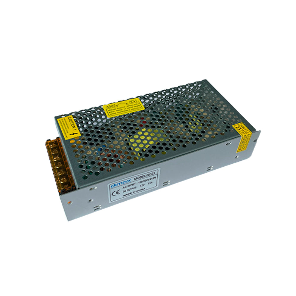 Fuente de Poder Dimax Tipo Rejilla Salida 12Vdc 15Amp Bornera de Conexion General Soporta Camara Chapa y Control de Acceso N021