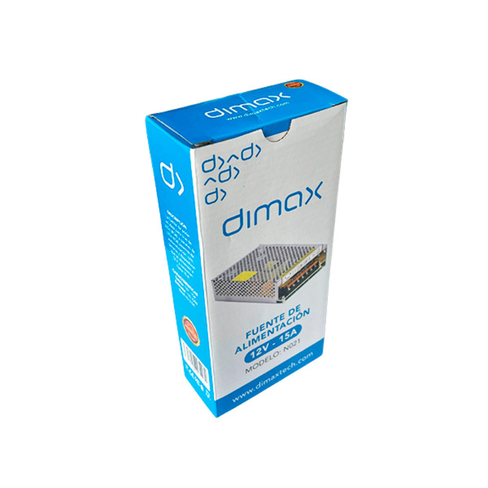 Fuente de Poder Dimax Tipo Rejilla Salida 12Vdc 15Amp Bornera de Conexion General Soporta Camara Chapa y Control de Acceso N021