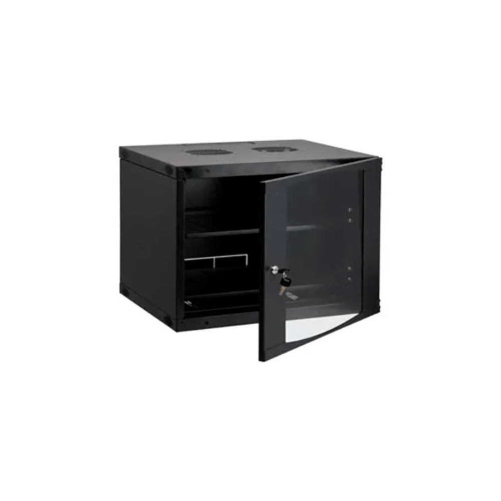 Gabinete Dimax 4U 246x450x600mm SOHO Puerta de Cristal Capacidad 60Kg Norma ROHS color Negro C749