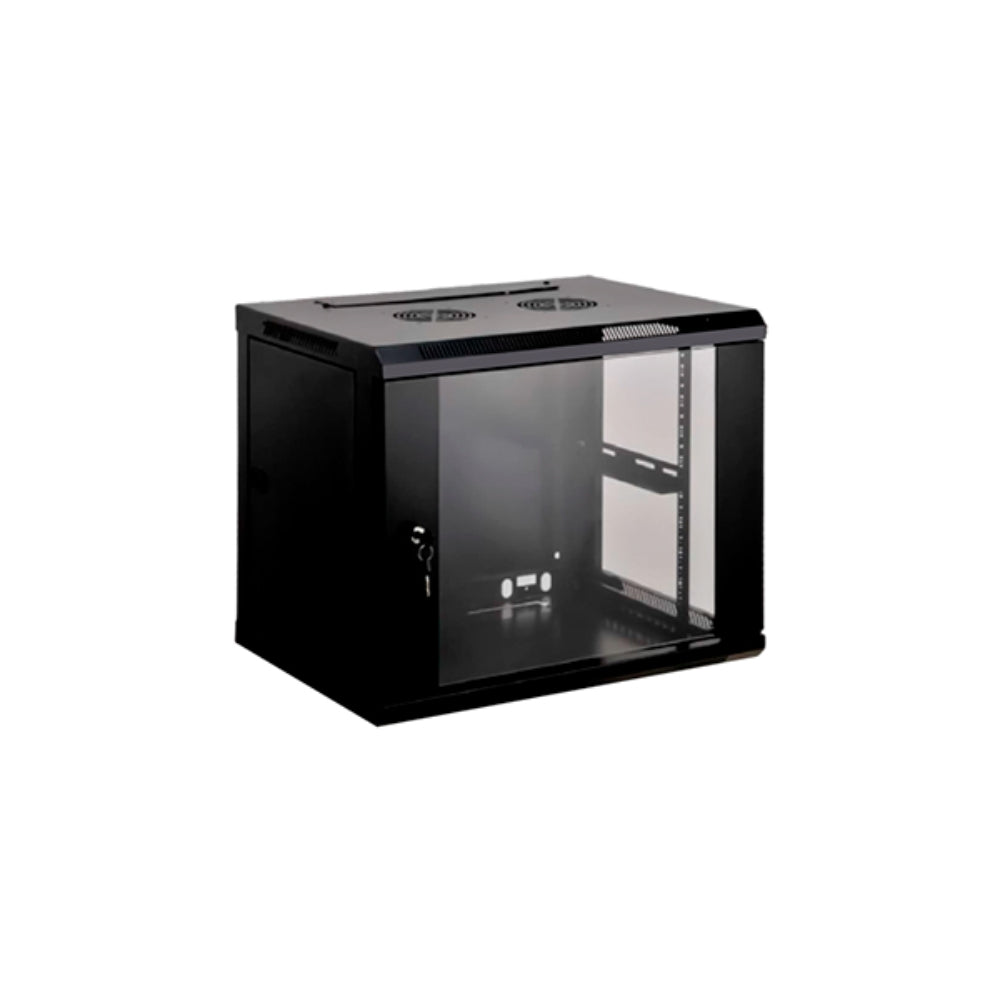 Gabinete Dimax 4U 246x450x600mm SOHO Puerta de Cristal Capacidad 60Kg Norma ROHS color Negro C749