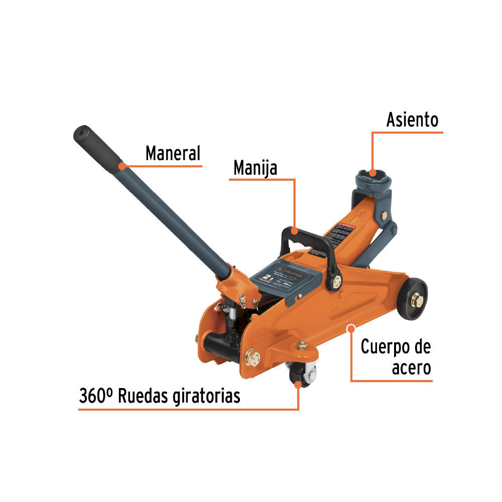 Gato Hidráulico Truper con Patín Ligero de 2 Toneladas