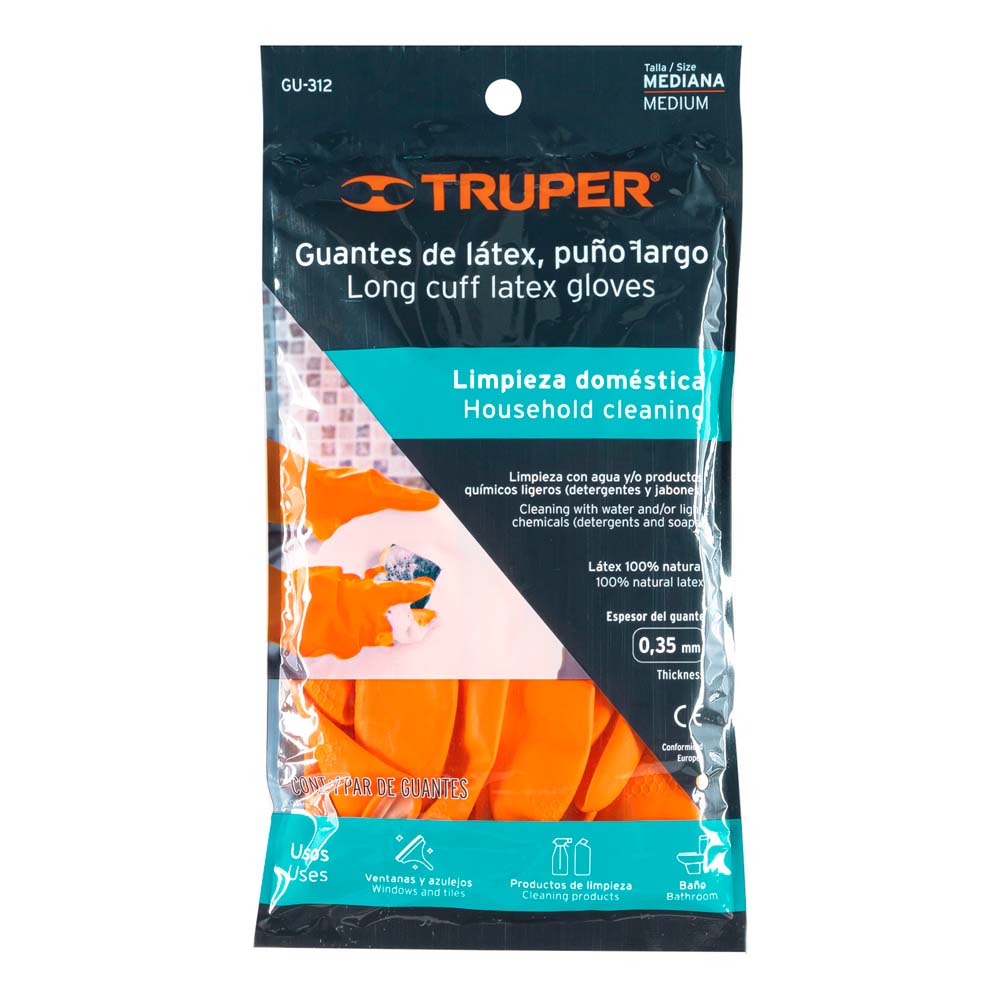 Guantes Truper de Látex para Limpieza Medianos