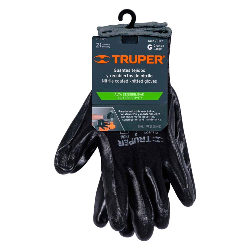 Guantes Truper de Nylon Recubiertos de Nitrilo Talla G